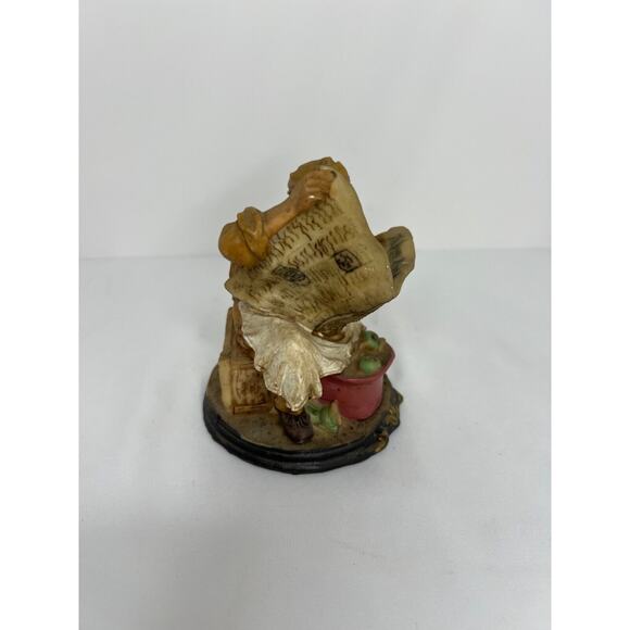Vintage Resin Figure Sitting on Crate Working with Apples, Reading a Newspaper - Picture 5 of 6